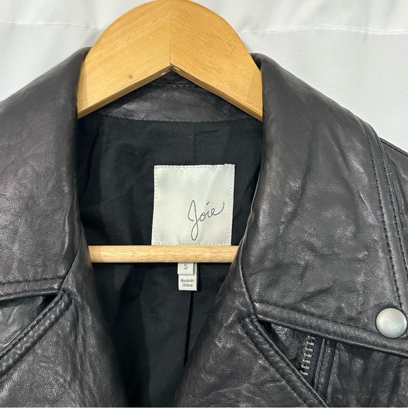 Joie Kameke “Viva La Femme” Lambskin Leather Full Zip Moto Jacket in Black - Picture 13 of 14